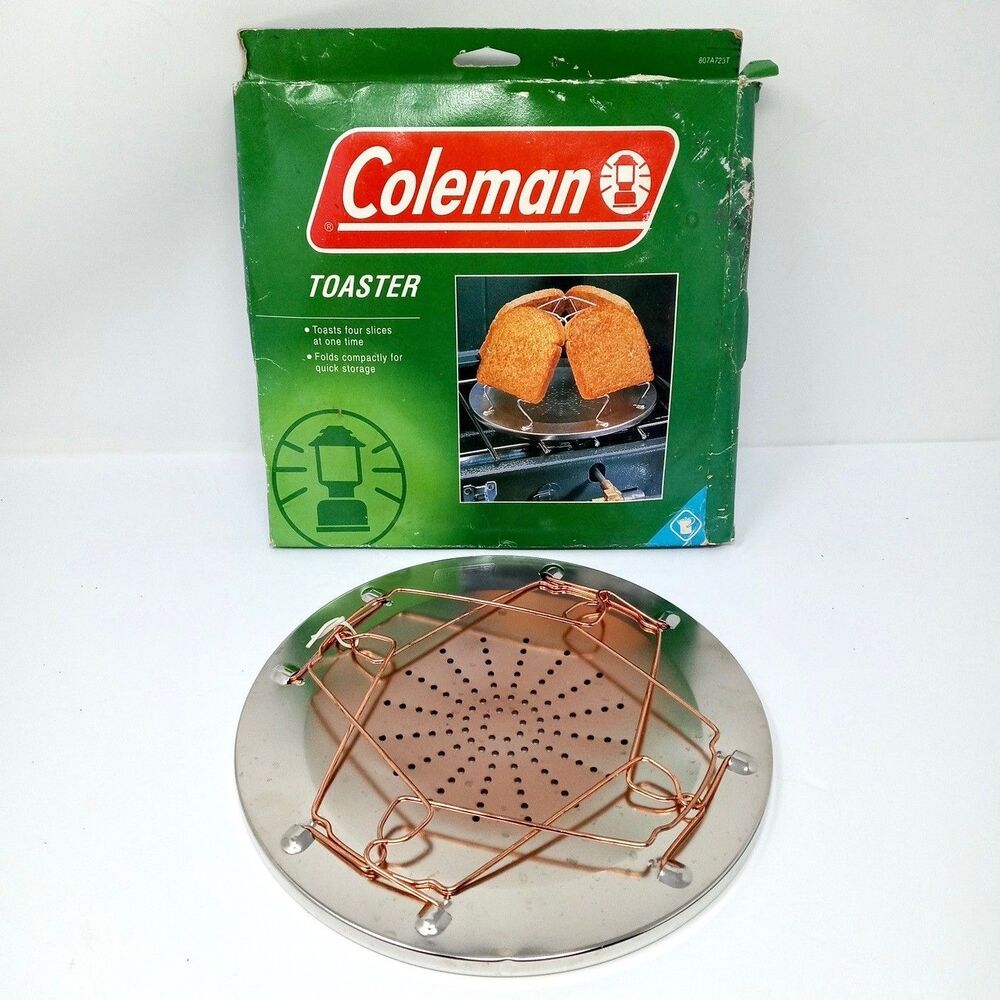 Vintage Coleman Camping Stove 4 Slice Toaster Aluminum Camp Cook Hike Prep NOS